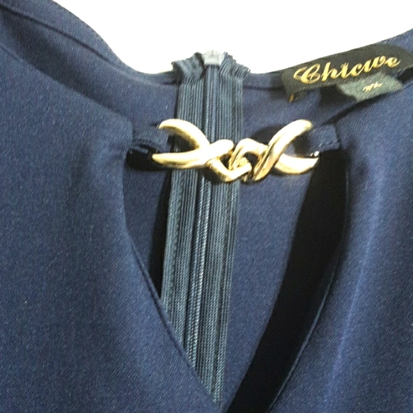 Chicive Navy Short Sleeve Midi Dress with Pockets - Picture 4 of 6